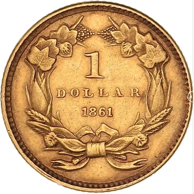 1 Dollar or — Indian Princess Type 3 (USA, 1861), revers