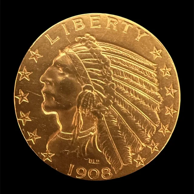 5 Dollars or — Indian Head (Half Eagle, 1908)