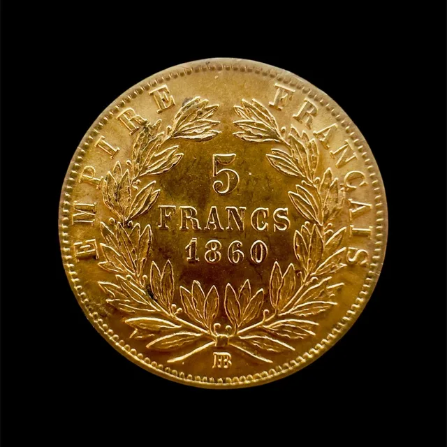 5 Francs or — Napoléon III (tête nue), revers